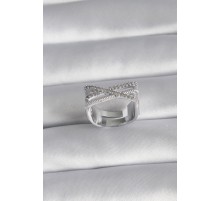 Pirinç Gümüş Renk Zirkon Taş Detay Kadın Yüzük - TJ-BYK3028