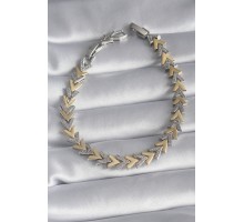 Pirinç Gold Gümüş Renk Zirkon Taş Detay V Model VIP Seri Kadın Bileklik - TJ-BB5864