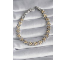 Pirinç Gold Gümüş Renk Zirkon Taş Detay V Model VIP Seri Kadın Bileklik - TJ-BB5864