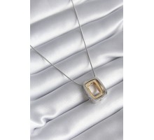 316L Çelik Gold Gümüş Renk Kare Model Zirkon Taş Detay Kadın Kolye - TJ-BKO8250