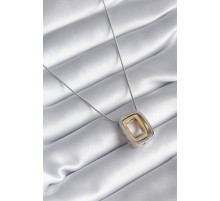 316L Çelik Gold Gümüş Renk Kare Model Zirkon Taş Detay Kadın Kolye - TJ-BKO8250