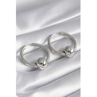 Pirinç Gümüş Renk Halka Top Model Kadın Küpe TJ-BKP8500