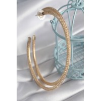 Pirinç Gold Renk Hasır Halka Model Zirkon Taş Detay Kadın Küpe - TJ-BKP8505