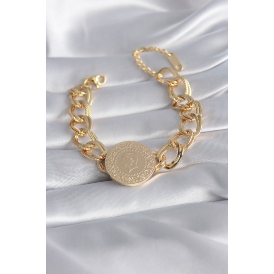toptan-xml-dropshipping-316L Çelik Gold Renk Tam Altn Model Samanyolu Kadın Bileklik - TJ-BB5866