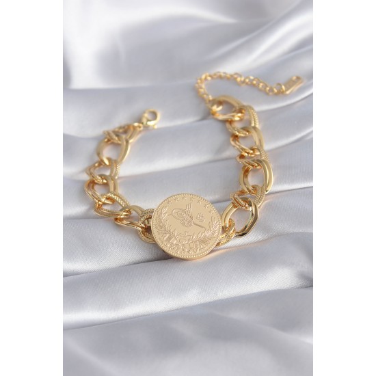 toptan-xml-dropshipping-316L Çelik Gold Renk Reşt Altın Model Samanyolu Kadın Bileklik - TJ-BB5867