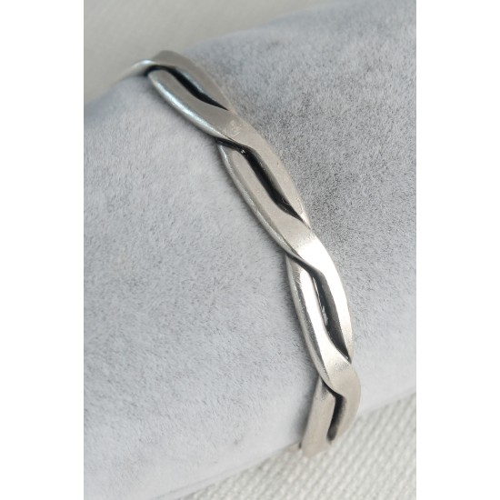 Otantik Gümüş Renk Motif İşleme Plaka Erkek Bileklik - TJ-EB3618