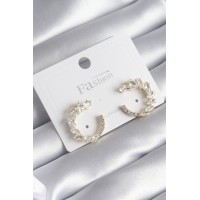 Pirinç Gold Renk Zirkon Taşlı Kadın Küpe TJ-BKP8509