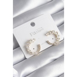 Pirinç Gold Renk Zirkon Taşlı Kadın Küpe TJ-BKP8509