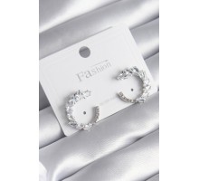 Pirinç Gümüş Renk Zirkon Taşlı Kadın Küpe - TJ-BKP8510