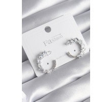 Pirinç Gümüş Renk Zirkon Taşlı Kadın Küpe - TJ-BKP8510