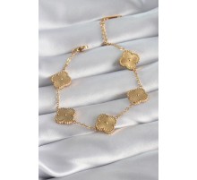 316L Çelik Gold Renk Yonca Model İşleme Detay Kadın Bileklik - TJ-BB5882