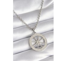 316L Çelik Gümüş Renk Zirkon Taşlı Rüya Kapanı Model İşeme Detay Kadın Kolye - TJ-BKO8267