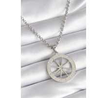 316L Çelik Gümüş Renk Zirkon Taşlı Rüya Kapanı Model İşeme Detay Kadın Kolye - TJ-BKO8267