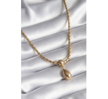 316L Çelik Gold Renk Yılan Sırtı Zincir Model Damla Sallantı Kadın Kolye - TJ-BKO8288