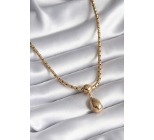 316L Çelik Gold Renk Yılan Sırtı Zincir Model Damla Sallantı Kadın Kolye - TJ-BKO8288