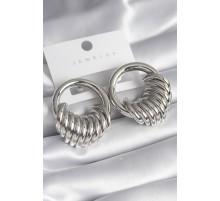 Pirinç Gümüş Renk Halka Sarmal Model Kadın Küpe - TJ-BKP8556