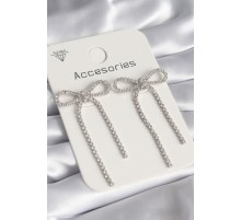 Gümüş Renk Zirkon Taşlı Fiyonk Model Kadın Küpe - TJ-BKP8559