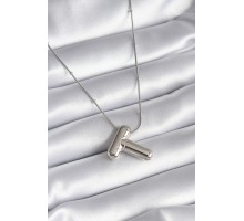 316L Çelik Gümüş Renk Bubble "T" Harf Model Kadın Kolye - TJ-BKO8295