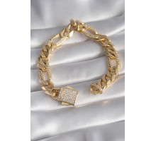 Gold Renk Zirkon Taşlı Zincir VIP Exclusive Seri Gurmet Model Kadın - TJ-BB5917