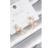 Pirinç Gold Renk Zirkon Taşlı Çiçek Tasarım Kadın Küpe - TJ-BKP8605