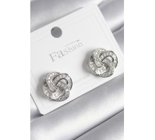 Pirinç Gümüş Renk Zirkon Taşlı Sarmal Model Kadın Küpe - TJ-BKP8616