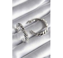 Pirinç Gümüş Renk Zirkon Taşlı Sarmal Model Kadın Küpe - TJ-BKP8618