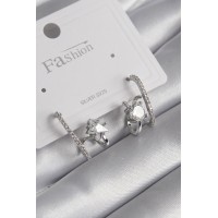 Pirinç Gümüş Renk Zirkon Taşlı Kadın Küpe TJ-BKP8620