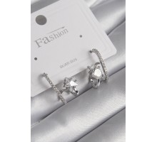 Pirinç Gümüş Renk Zirkon Taşlı Kadın Küpe - TJ-BKP8620