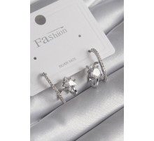 Pirinç Gümüş Renk Zirkon Taşlı Kadın Küpe - TJ-BKP8620