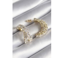 Pirinç Gold Renk Zirkon Taşlı Kadın Küpe - TJ-BKP8625