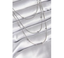 316L Çelik Gümüş Renk 3'lü Topçuk Detay Kadın Kolye - TJ-BKO8313