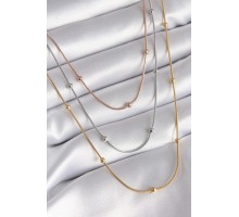 316L Çelik Mix Renk 3'lü Topçuk Detay Kadın Kolye - TJ-BKO8314