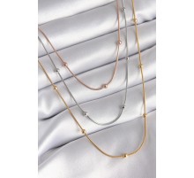 316L Çelik Mix Renk 3'lü Topçuk Detay Kadın Kolye - TJ-BKO8314