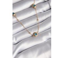 316L Çelik Gold Renk Nazar Boncuk Model Kadın Kolye - TJ-BKO8340