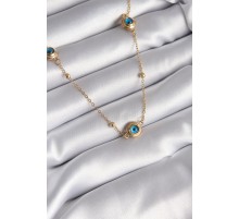 316L Çelik Gold Renk Nazar Boncuk Model Kadın Kolye - TJ-BKO8340