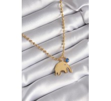 316L Çelik Gold Renk Top Zincir Model Fil Figür Nazar Boncuk Detay Kadın Kolye - TJ-BKO8342