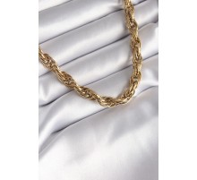 316L Çelik Gold Renk Örme Burgu Zincir Model Kadın Kolye - TJ-BKO8344