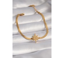 316L Çelik Gold Renk İtalyan Zincir Model Kutup Yıldızı Figür Kadın Bileklik - TJ-BB5932