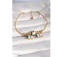 316L Çelik Gold Renk Fil Figür Kadın Bileklik - TJ-BB5958