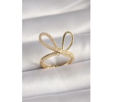 Gold Renk Zirkon Taşlı Düğüm Model Kadın Yüzük - TJ-BYK3085