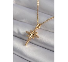 316L Çelik Gold Renk Zirkon Taşlı Kutup Yıldızı Model Kadın Kolye - TJ-BKO8349