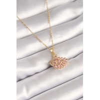 316L Çelik Gold Renk Zincir Pembe Zirkon Taşlı Kuğu Model Kadın Kolye - TJ-BKO8400