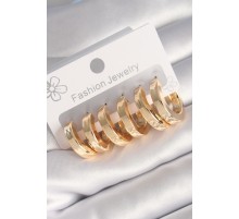 Pirinç Gold Renk Kalın Halka Model Kadın Küpe Seti - TJ-BKP8767