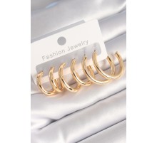 Pirinç Gold Renk Halka Model Kadın Küpe Seti - TJ-BKP8769