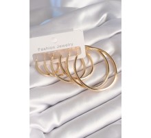 Pirinç Gold Renk Halka Model Kadın Küpe Seti TJ-BKP8799