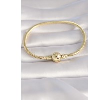 Pirinç Gold Renk İşleme Detay Charm Model Kadın Bileklik - TJ-BB5988