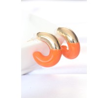 CCB Turuncu Gold Çift Renk Küpe - TJ-BKP8873