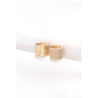 Pirinç Gold Renk Taşlı Minimal Küpe TJ-BKP8890