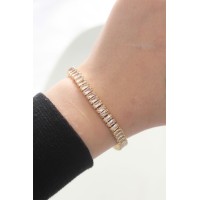 Pirinç Zirkon Taşlı Gold Renk Su Yolu Bileklik TJ-BB6044