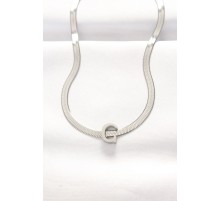 316L Çelik C Harfli Silver Renk İtalyan Zincirli Kolye - TJ-BKO8538